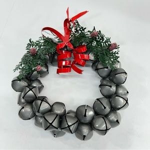 Vintage Department 56 Pewter Sleighbell Wreath 10” 6497-1